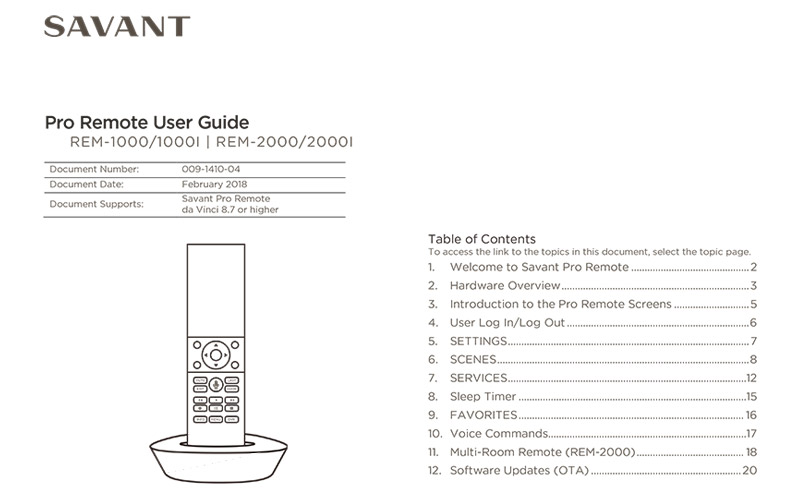 Savant Pro Remote User Guide